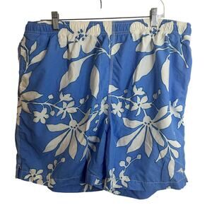 Tommy Bahama Swim Trunks Mens Size XL Blue Floral White  Resort Hawaii